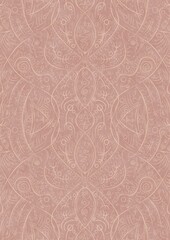 Hand-drawn abstract seamless ornament. Light semi transparent pale pink on a pale pink background. Paper texture. Digital artwork, A4. (pattern: p08-2d)