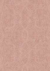 Hand-drawn abstract seamless ornament. Light semi transparent pale pink on a pale pink background. Paper texture. Digital artwork, A4. (pattern: p09d)