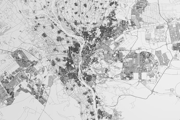 Fototapeta na wymiar Map of the streets of Cairo (Egypt) on white background. 3d render, illustration