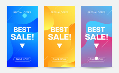 Set of social media banner templates for product sales, stories, web pages, and other business promotions. Vector, 2023