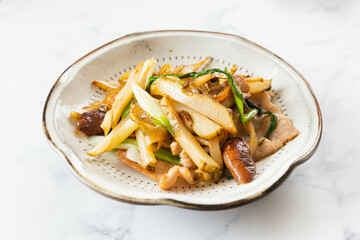 キクイモと豚肉の中華炒め