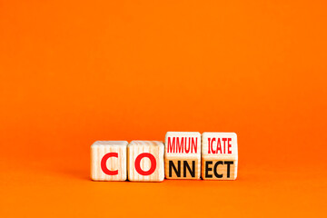 Connnect or communicate symbol. Concept word Connnect or Communicate on wooden cubes. Beautiful...