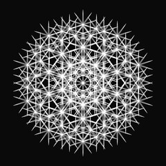 Elegant Fractal pattern, Sacred Geometry, Mysterious mandala pattern, icon, profile image,black, white, monotone