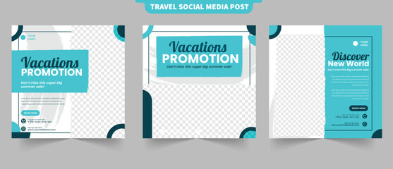 Holiday vacation traveling for social media post banner flyer ads promotion template