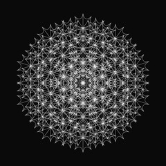 Elegant Fractal pattern, Sacred Geometry, Mysterious mandala pattern, icon, profile image,black, white, monotone