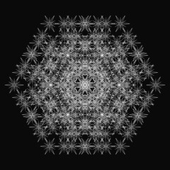 Elegant Fractal pattern, Sacred Geometry, Mysterious mandala pattern, icon, profile image,black, white, monotone