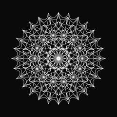 Elegant Fractal pattern, Sacred Geometry, Mysterious mandala pattern, icon, profile image,black, white, monotone