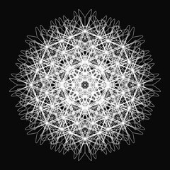 Elegant Fractal pattern, Sacred Geometry, Mysterious mandala pattern, icon, profile image,black, white, monotone