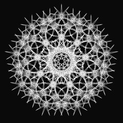 Elegant Fractal pattern, Sacred Geometry, Mysterious mandala pattern, icon, profile image,black, white, monotone