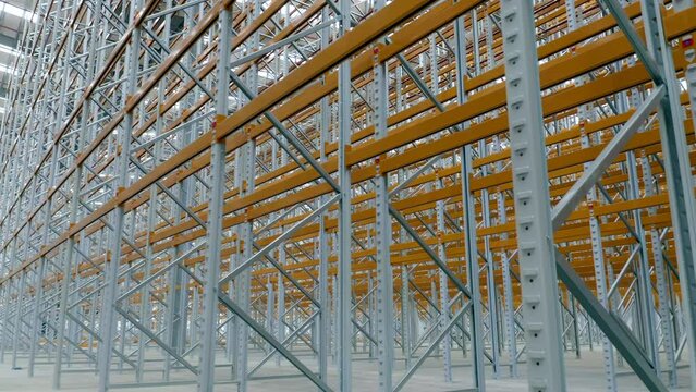 Newly Constructed Warehouse Interior Racking System Flythrough