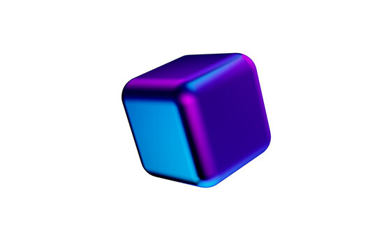 Abstract gradient purple and blue cube 3d render.