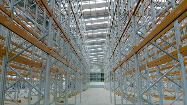 Newly Constructed Warehouse Interior Racking System Flythrough