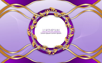 Elegant Purple Shapes Background With Golden Decoration Stock Illustration