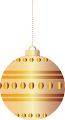 Vector illustration of Gold Christmas ball with decoration