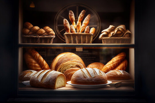 top view of baguettes and breads