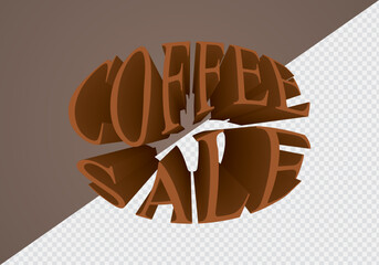 Coffee Sale lettering for poster or social media ads. 3D Design element. İsolated background