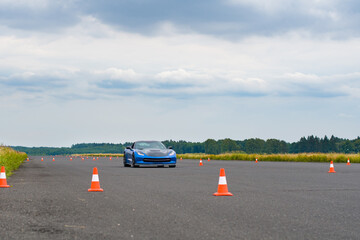 car at test track