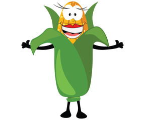  corn cartoon isolated on white
