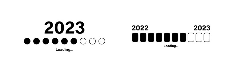 Vector illustration of New year 2023 loading icon set isolated