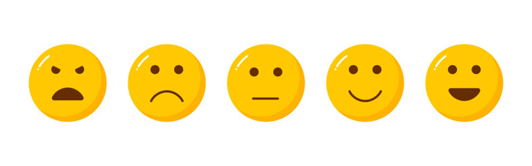 Vector illustration of Five facial expression feedback rating icon isolated
