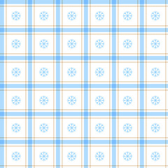Cute Merry Christmas Winter Snow Snowflake Blue Frost Frosty Line Stripe Striped Line Mesh Grid Checkered Plaid Tartan Buffalo Scott Gingham Background Seamless Pattern for Christmas Festival Party