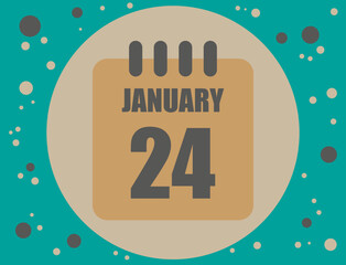 24 January calendar vector. Calendar icon for the month of January with circle. Banner for holidays and commemorative dates
