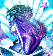Mermaid. Unique fantasy art depicting a sensual mermaid. Perfect for fantasy, storytelling, mythology and ocean themed projects.