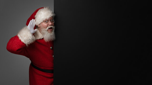 Santa Claus with black billboard
