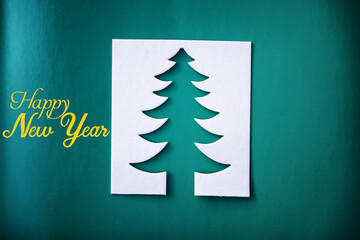 Fototapeta na wymiar Paper Christmas tree. Christmas card. Christmas background