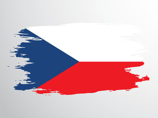 Flag of the Czech Republic hand-drawn with a brush
