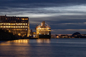 Coastal route - Ms Havila Capella in Brønnøysund harbor,Helgeland,Northern...