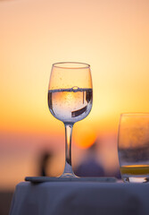 cup, glass, sunset background