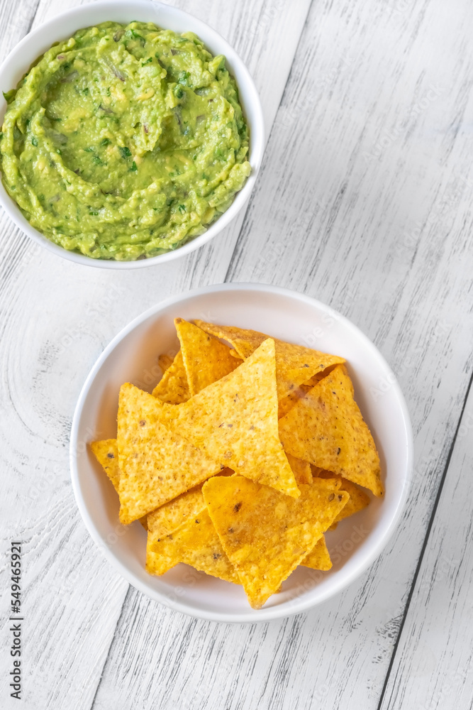 Sticker Guacamole with tortilla chips