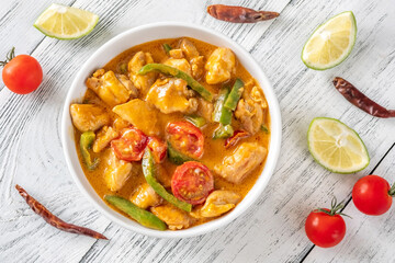 Thai red chicken curry - obrazy, fototapety, plakaty