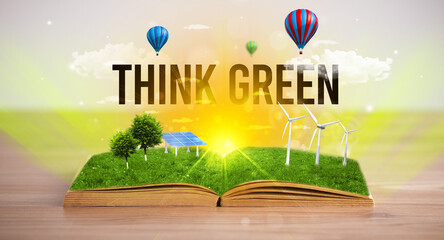 Open book, renewable energy concept