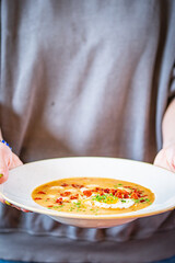 Sour soup with chorizo