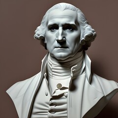 3d Illustration featuring the white marble bust of President George Washington. George Washington was the first president and one of the Founding Fathers of the United States of America.