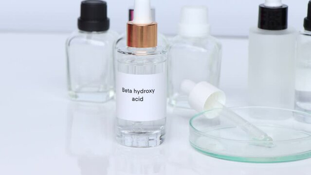 Beta hydroxy acid in a bottle, chemical ingredient in beauty product, skin care products