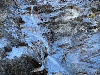 Nameless waterfalls and cascades in the Calfeisental valley and in the UNESCO World Heritage Tectonic Arena Sardona (UNESCO-Welterbe Tektonikarena Sardona), Vättis - Switzerland (Schweiz)