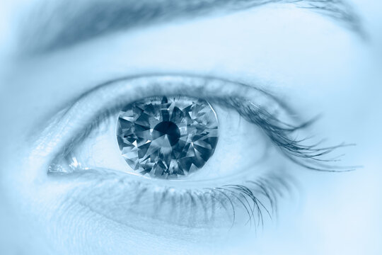 Close-up diamond eye of a beautiful girl