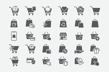 Set of grocery modern icons. Shop Trendy design. Pack of shopping icons. Vector illustration