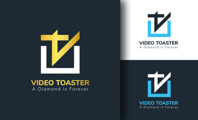 vt or tv logo design vector
