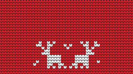 Knitting Multiple Deer Seamless Pattern border on Red Background, Knitting  Ethnic Pattern Border Merry Christmas and happy winter days vector poste