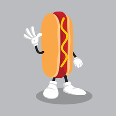 HotDog Mascot with Different Emotions set in Cartoon Style Vector. Funny Character. Figure Ilustration. Character Emoji. Cartoon Emoticon.