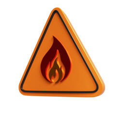 triangle yellow fire warning symbol icon 3d render design