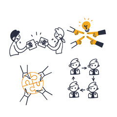 hand drawn doodle Set of Team Work Related illustration vector