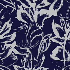 Fototapeta premium Floral Brush strokes Seamless Pattern Design