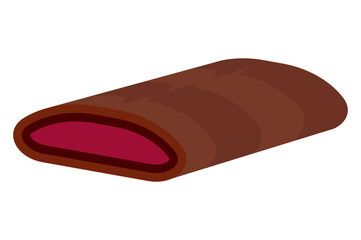 roll with pink filling and patterns on the surface