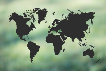 world map and defocused background