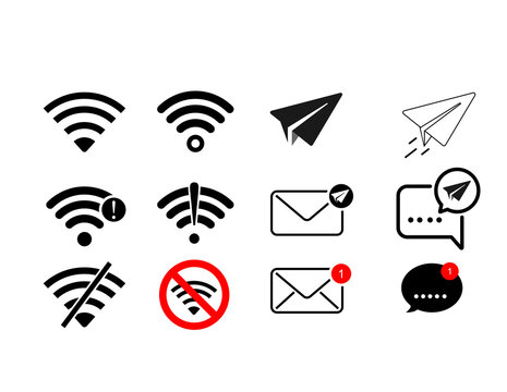  Status bar  of Mobile Device. Message alert on mobile device and smart phone. Network status bar display on mobile device.